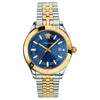 Versace Hellenyium two-tone men's watch with blue dial, gold and steel bracelet