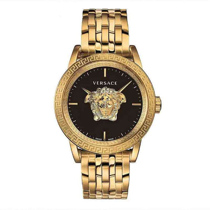 Versace Palazzo Empire gold-tone men's watch with black dial and Medusa logo