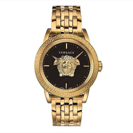 Versace Palazzo Empire gold-tone men's watch with black dial and Medusa logo