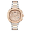 Versace V-Chrono Square chronograph watch with rose gold dial and two-tone bracelet
