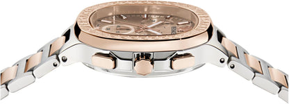 Top view of Versace V-Chrono Square watch case and bracelet