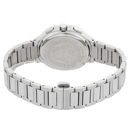 Stainless steel case back with Versace Medusa logo and sapphire crystal
