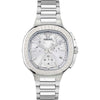 Versace V-Chrono square chronograph watch with white dial and stainless steel bracelet