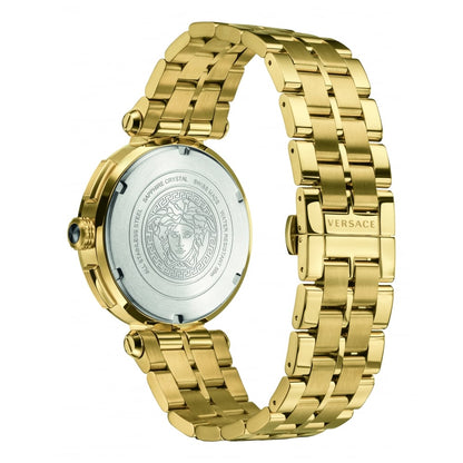 V-Racer Aion gold watch caseback with Versace Medusa emblem and engraving